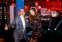 Katrin Bauerfeind und Uke Bosse moderieren den Deutschen Computerspielpreis 2026 in München Moderation dcp