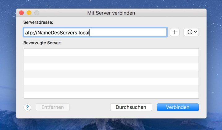 TimeMachine Synology Server Verbindung